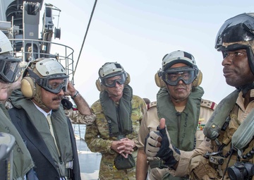 Distinguished Visitors, U.S. Navy Admiral, Embark JS Bungo and RFA Cardigan Bay as part of IMX 19