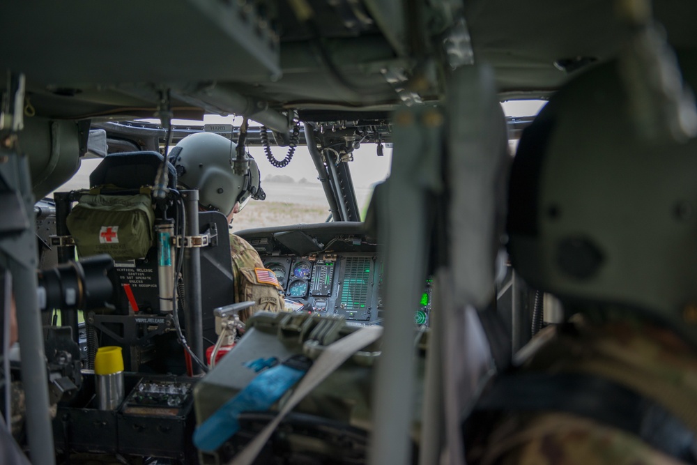 Evening flight over Chievres Air Base on a UH-60