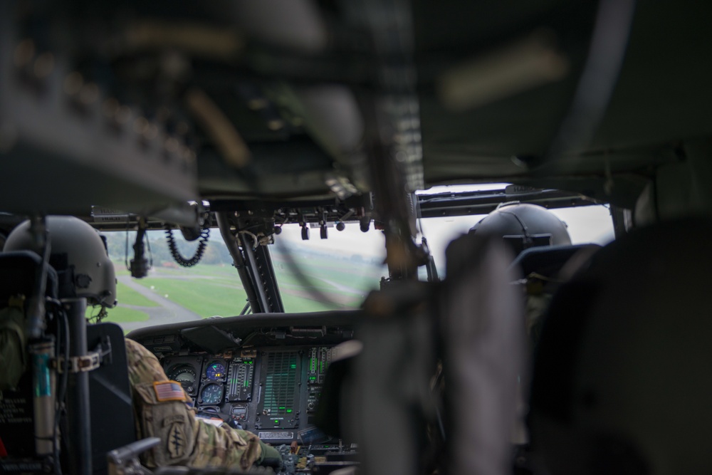 Evening flight over Chievres Air Base on a UH-60