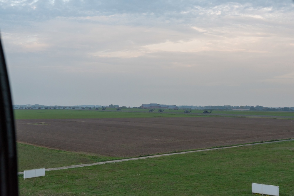 Evening flight over Chievres Air Base on a UH-60