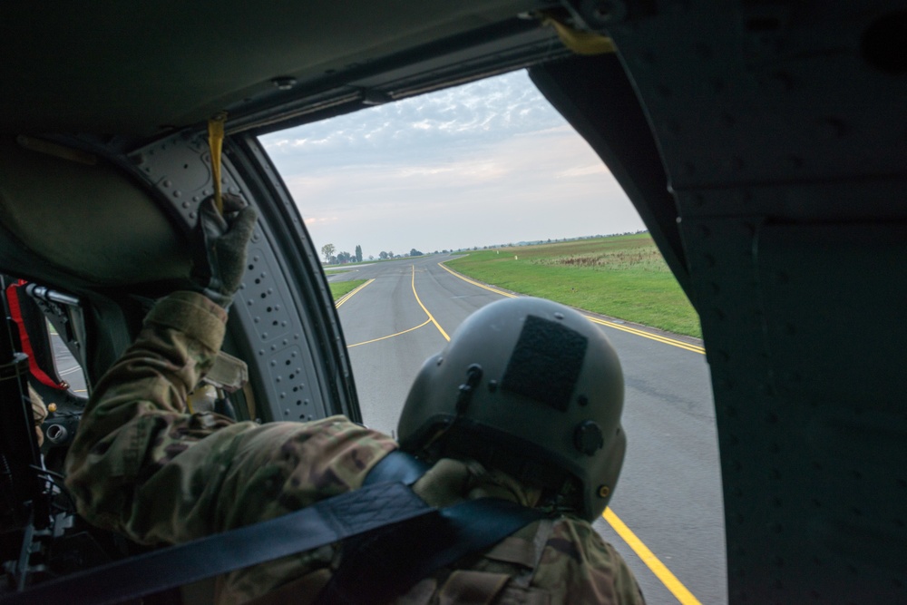 Evening flight over Chievres Air Base on a UH-60