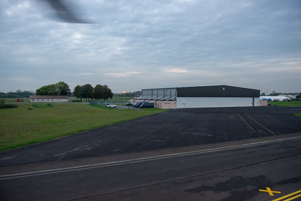 Evening flight over Chievres Air Base on a UH-60