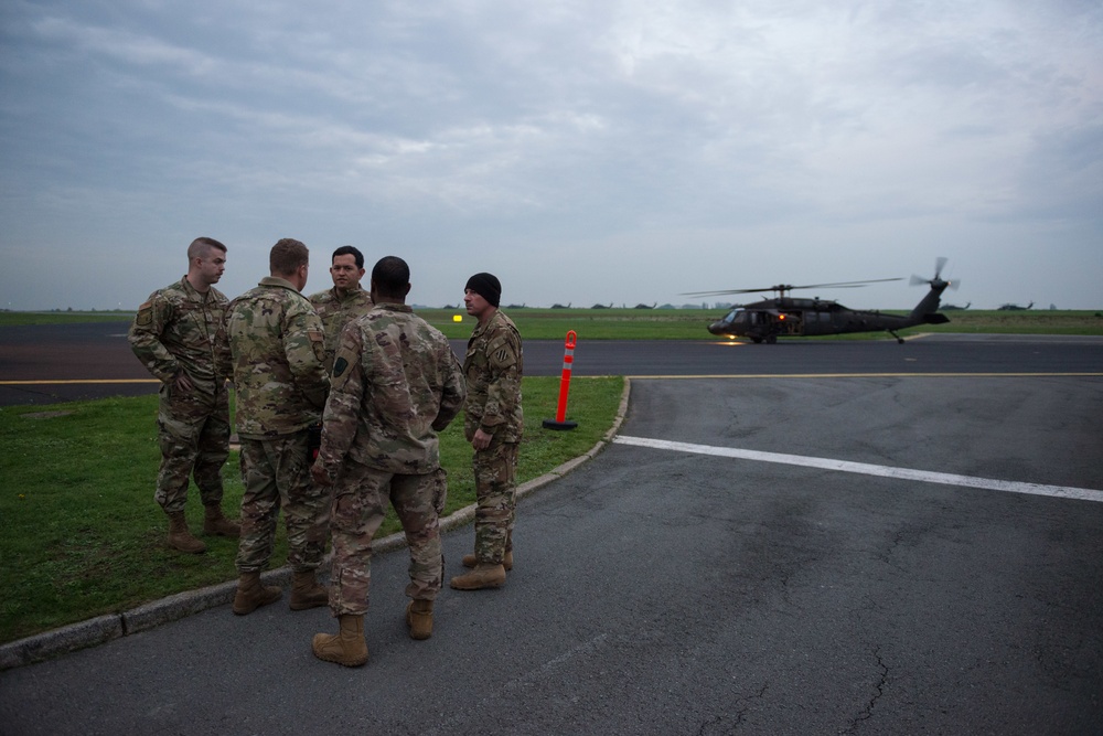 Evening flight over Chievres Air Base on a UH-60