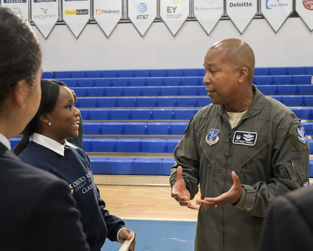 116th ACW commander speaks to students at Cristo Rey Atlanta Jesuit High School