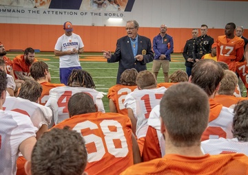 Maj. Gen. Patrick Brady speaks to the Clemson Tigers