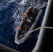 U.S. Sailors get lowered in a RHIB
