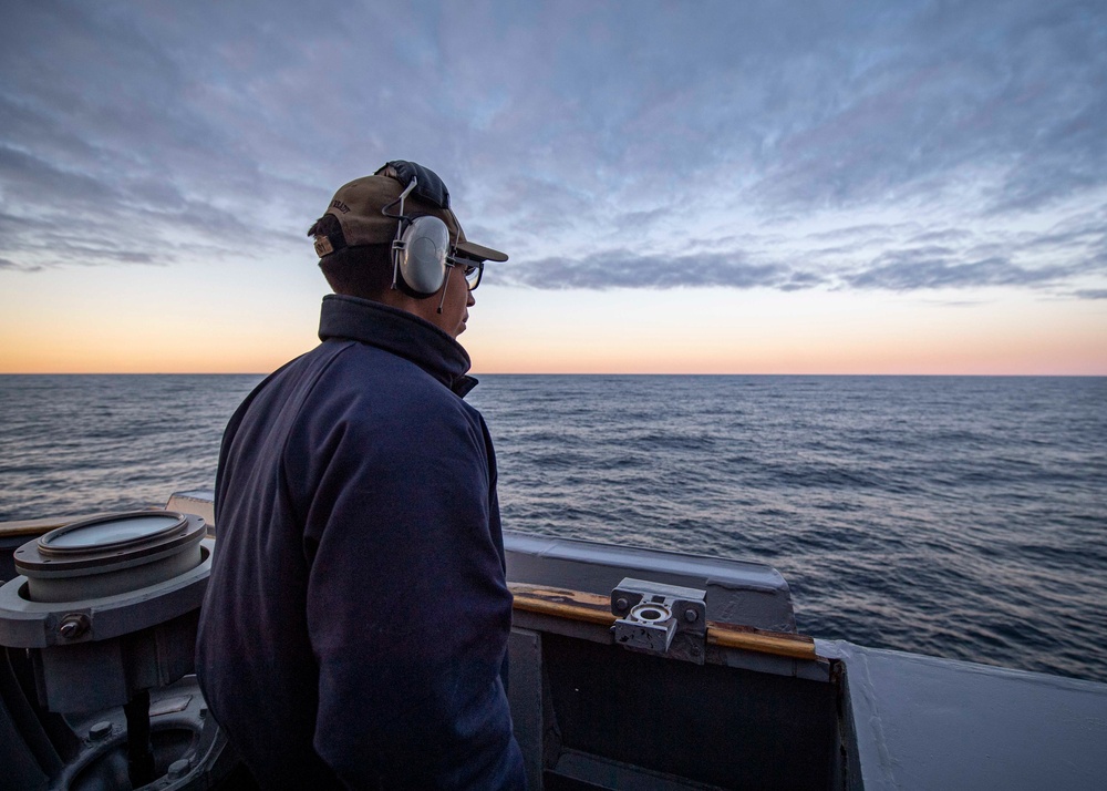USS Gridley Sailor Stands Watch