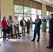 U.S. Air Force Lt. Col. Eric Bissonette speaks with civic leaders during a demonstration of the Marine Corps birthday Nov. 6, 2019