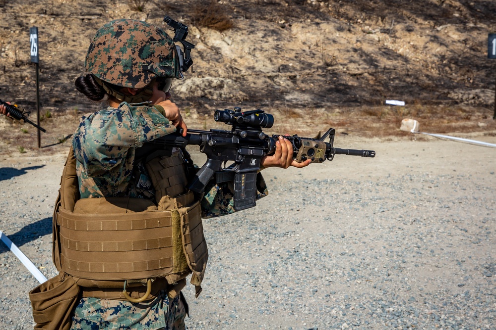 Marines and Sailors with the 13th MEU CE refine their combat marksmanship skills with their service rifles during day and night qualification as part of annual training. The California-based 13th MEU is scalable, and highly capable Marine Air-Ground Task