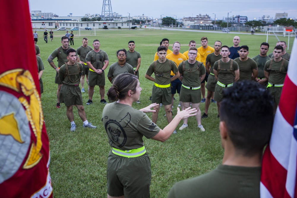 US Marines and Sailors Participate in a Marine Corps Birthday Run
