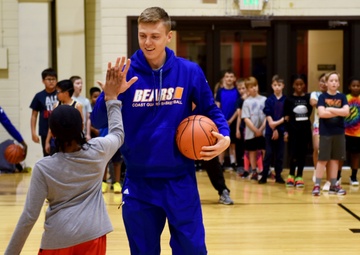 Coast Guard Academy basketball team participates in Joint Base Elmendorf-Richardson kids clinic