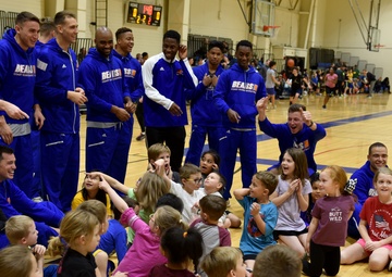Coast Guard Academy basketball team participates in Joint Base Elmendorf-Richardson kids clinic