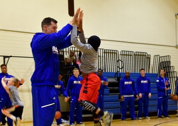 Coast Guard Academy basketball team participates in Joint Base Elmendorf-Richardson kids clinic