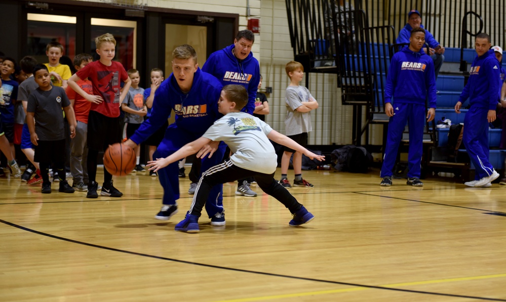 Coast Guard Academy basketball team participates in Joint Base Elmendorf-Richardson kids clinic