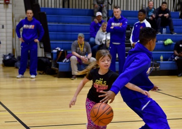 Coast Guard Academy basketball team participates in Joint Base Elmendorf-Richardson kids clinic