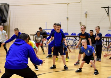 Coast Guard Academy basketball team participates in Joint Base Elmendorf-Richardson kids clinic