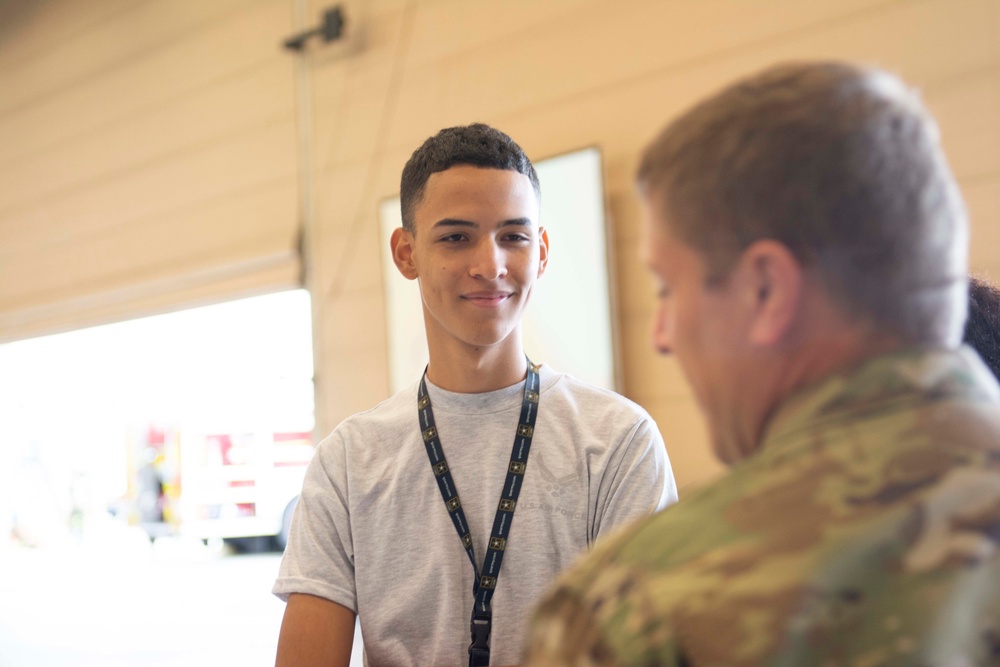 Community partners and students visit the 125th Fighter Wing