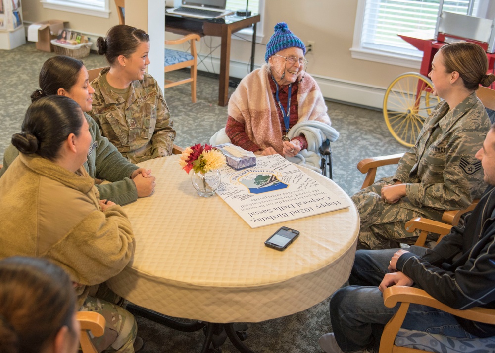 Airmen thank WWII vet for legacy of service on her 102nd birthday