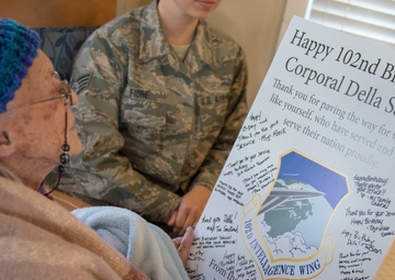 Airmen thank WWII vet for legacy of service on her 102nd birthday