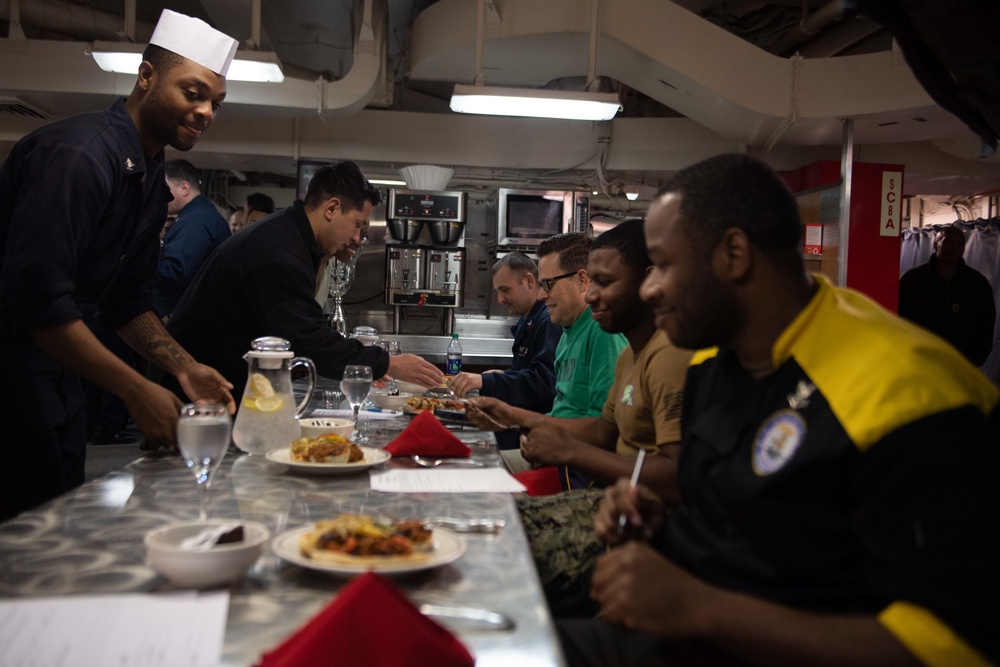 U.S. Sailors participate in a chili cook off