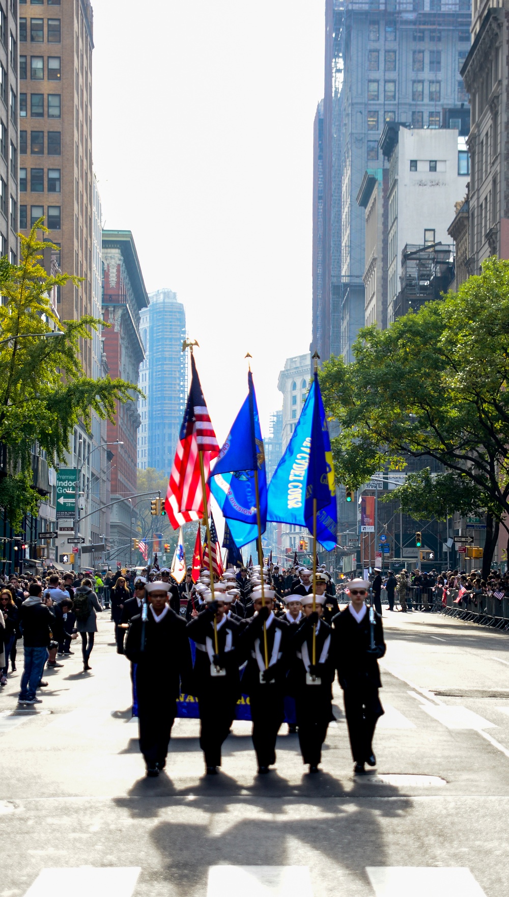 Sailors march in the Veterans Day parade