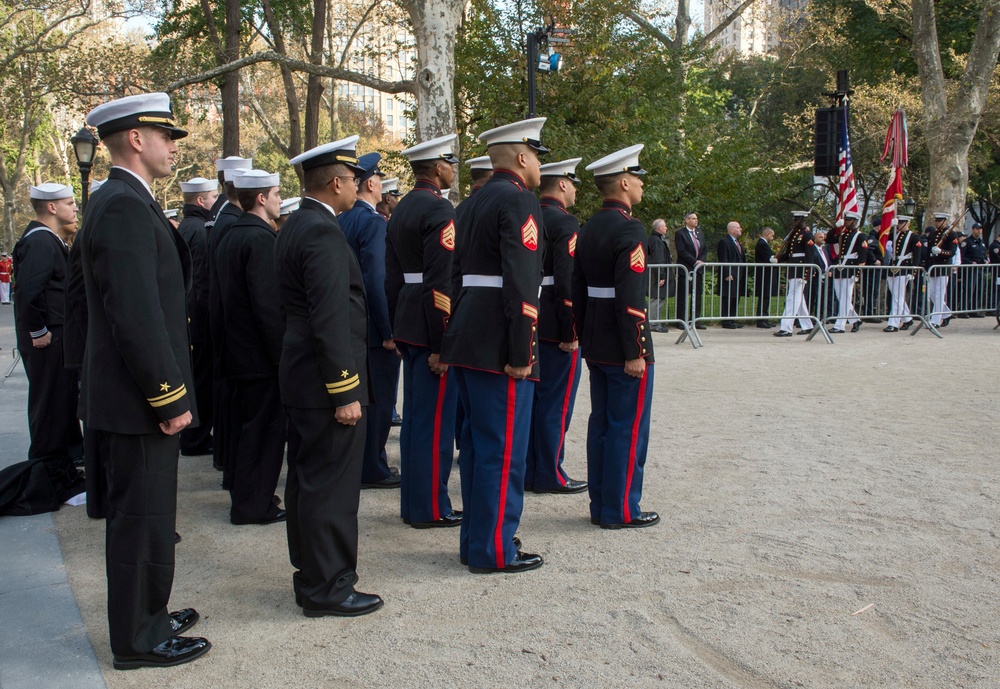 President of the United States Donald Trump Speaks at New York City's Veterans Day Ceremony