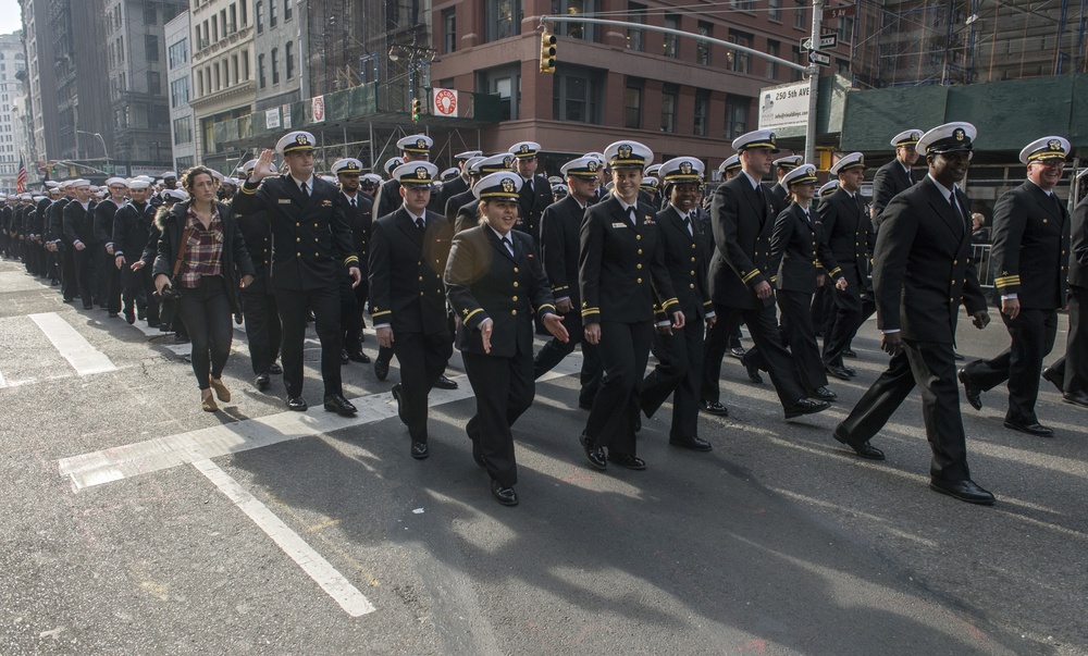 Sailors March in New York City's Veterans Day Parade