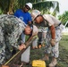 U.S. Navy Seabees deployed with NMCB-5’s Detail Marshall Islands set up the Ennibur Evacuation Center project site