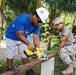 U.S. Navy Seabees deployed with NMCB-5’s Detail Marshall Islands set up the Ennibur Evacuation Center project site