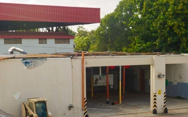 Structure damaged by Hurricane Maria in Ponce, Puerto Rico