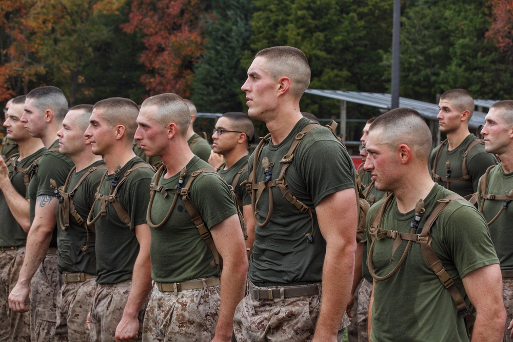 Noah Furbush participates in physical training at Marine Corps Officer Candidates School