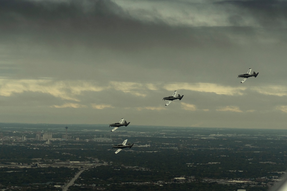 Vance AFB Performs 4-Ship Formation for BMT Graduation