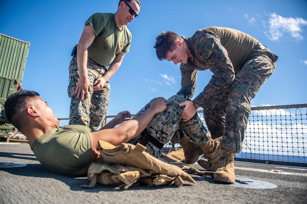 Marines Participate in Tactical Combat Casualty Care Course Aboard USS Harpers Ferry