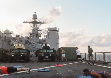 USS Germantown (LSD 42) Promotes “Work out of the Day” At-Sea