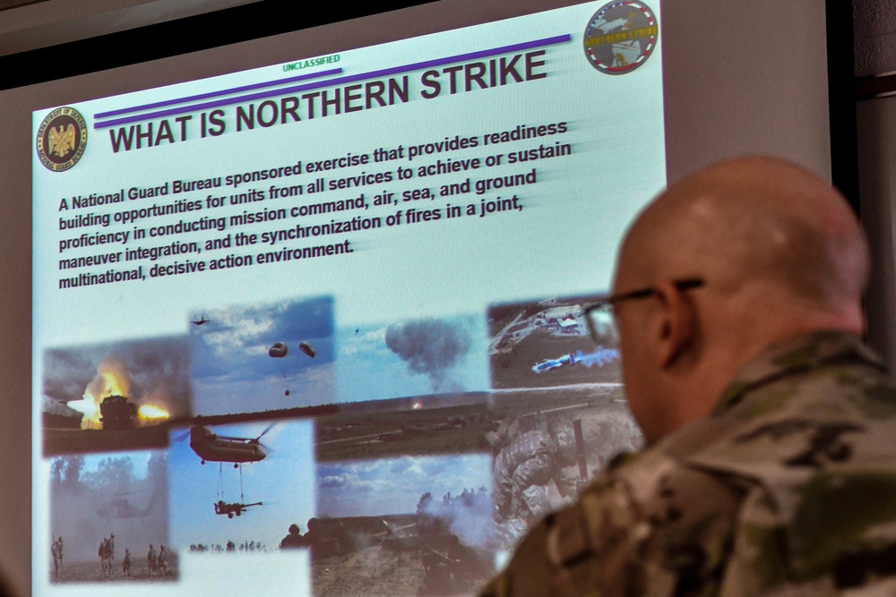 Command Sgt. Maj. Kevin Palmatier oversees Northern Strike 20's initial planning conference