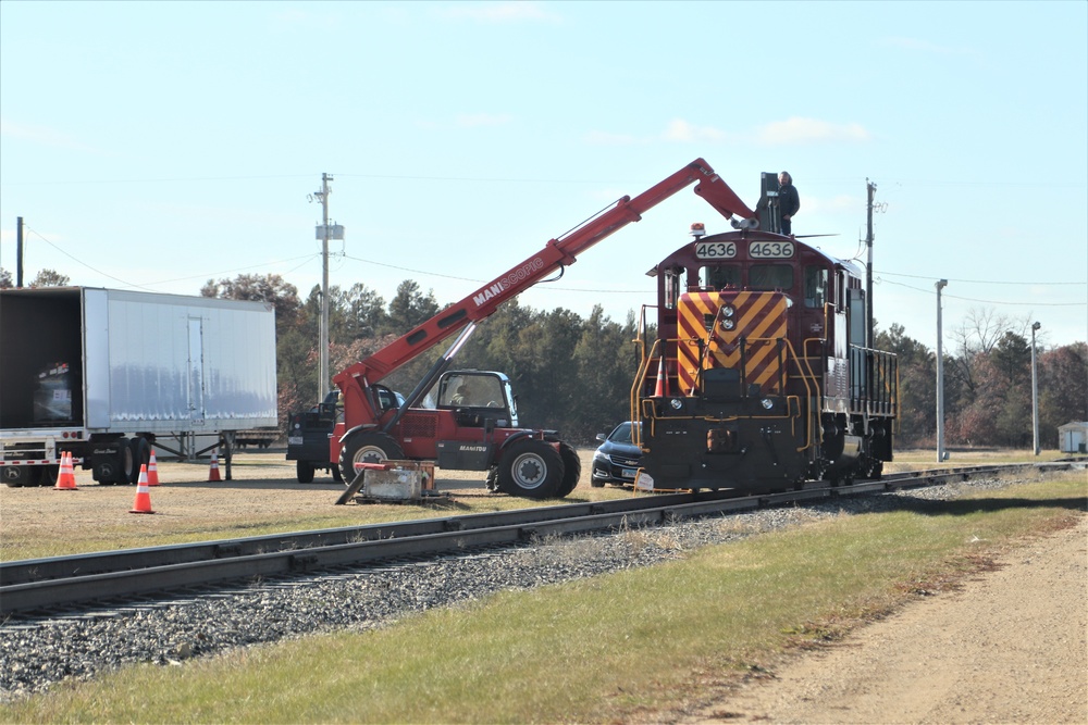 Maintenance personnel repair Fort McCoy locomotive, return it to service in time for rail offload