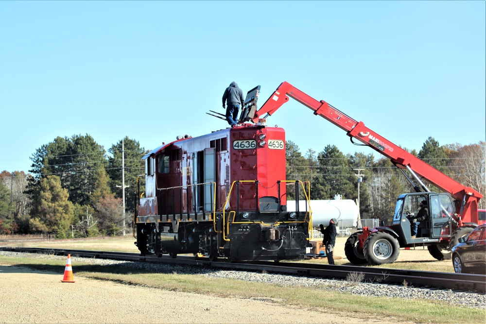Maintenance personnel repair Fort McCoy locomotive, return it to service in time for rail offload