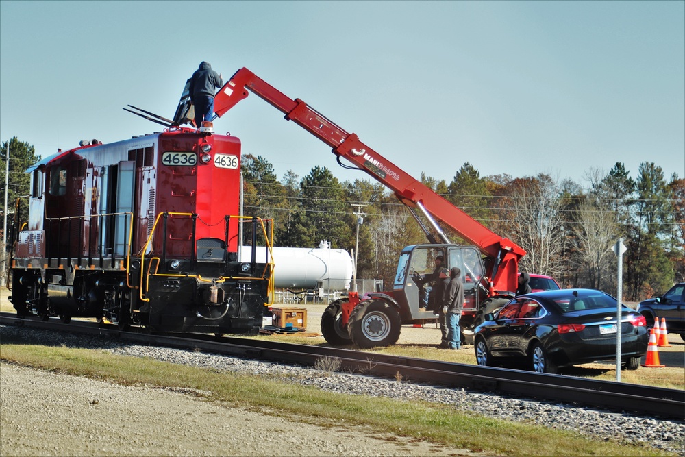 Maintenance personnel repair Fort McCoy locomotive, return it to service in time for rail offload