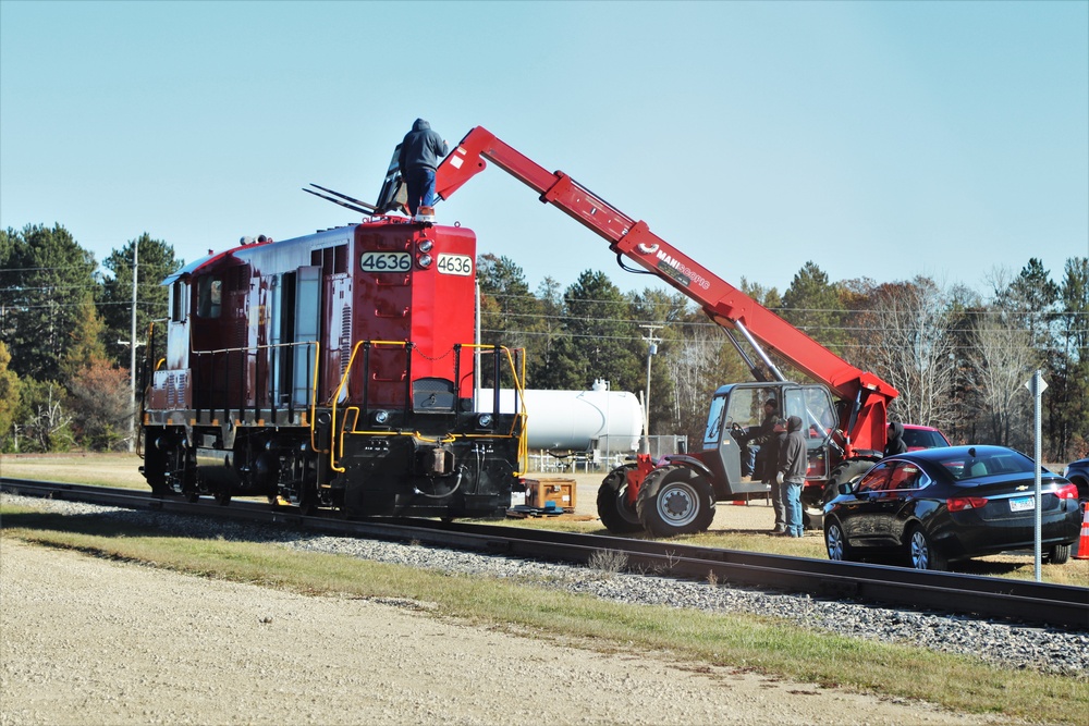Maintenance personnel repair Fort McCoy locomotive, return it to service in time for rail offload