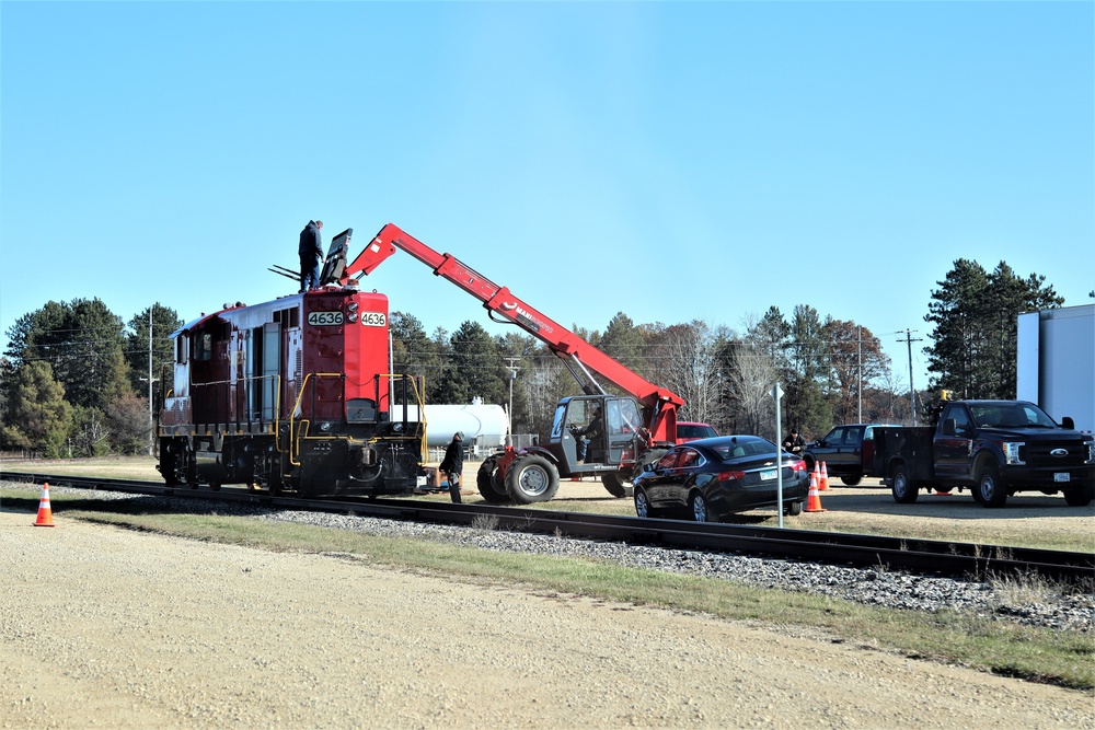 Maintenance personnel repair Fort McCoy locomotive, return it to service in time for rail offload