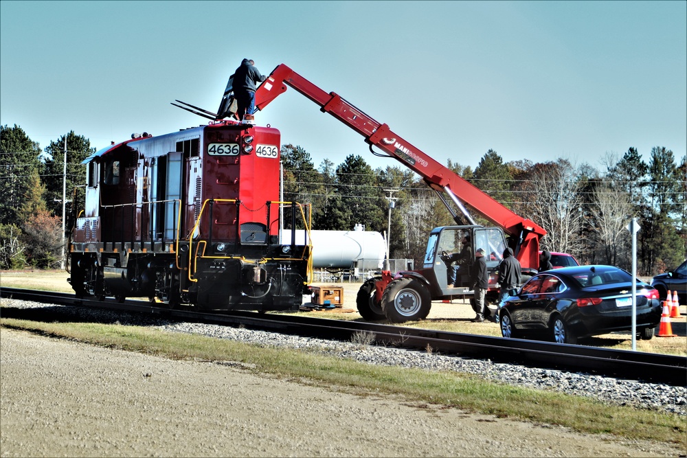 Maintenance personnel repair Fort McCoy locomotive, return it to service in time for rail offload