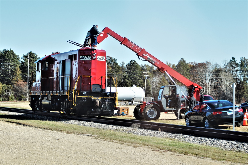 Maintenance personnel repair Fort McCoy locomotive, return it to service in time for rail offload