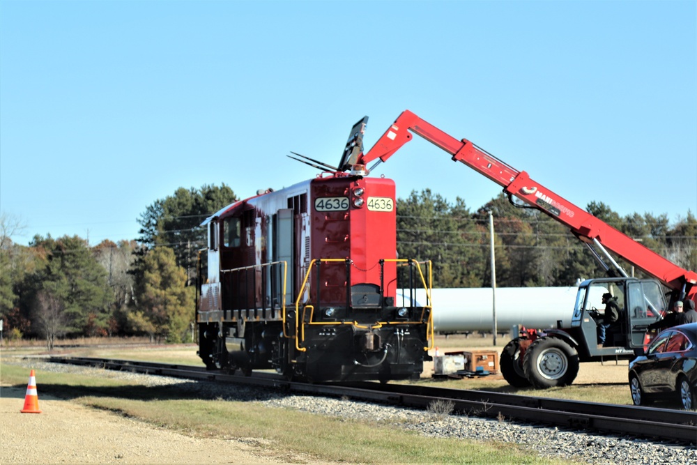 Maintenance personnel repair Fort McCoy locomotive, return it to service in time for rail offload