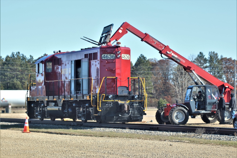 Maintenance personnel repair Fort McCoy locomotive, return it to service in time for rail offload