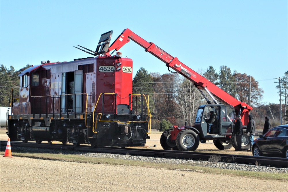Maintenance personnel repair Fort McCoy locomotive, return it to service in time for rail offload