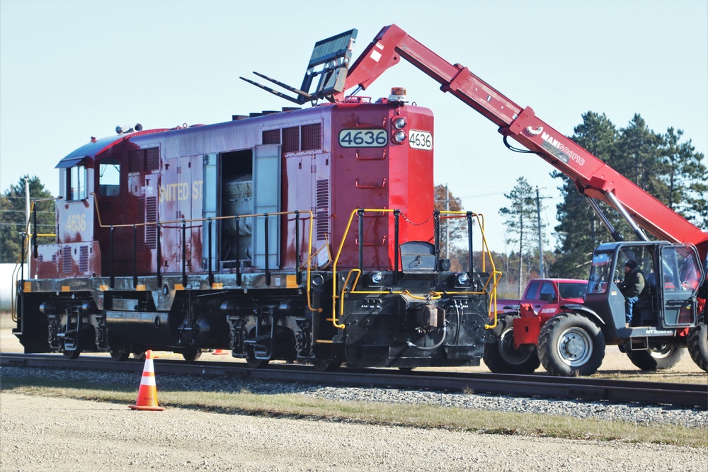 Maintenance personnel repair Fort McCoy locomotive, return it to service in time for rail offload