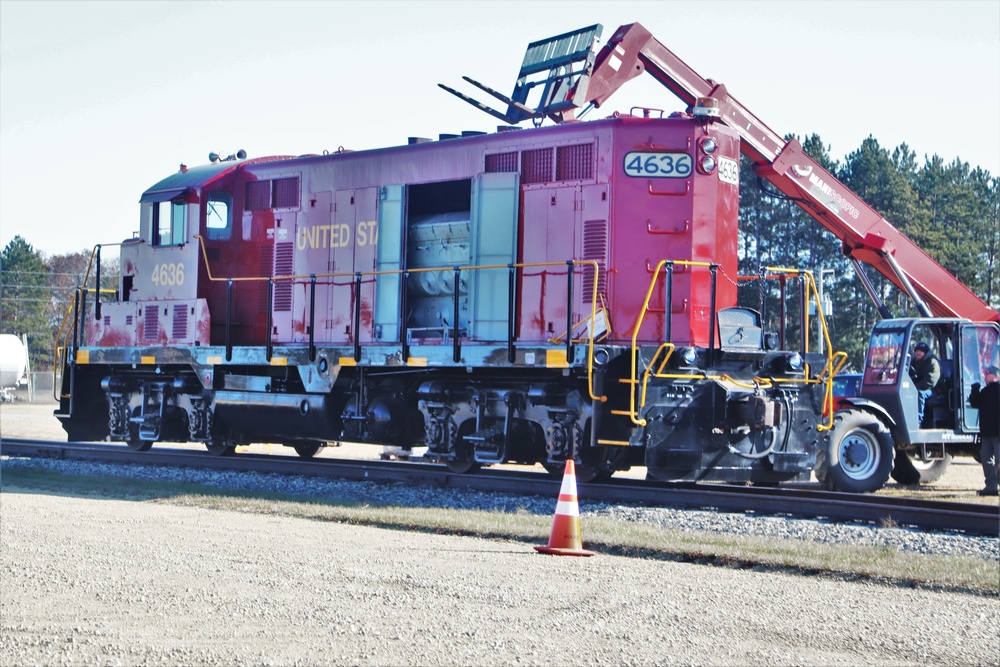 Maintenance personnel repair Fort McCoy locomotive, return it to service in time for rail offload