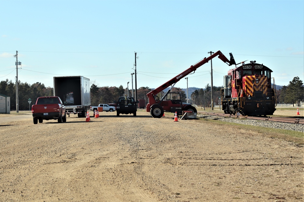 Maintenance personnel repair Fort McCoy locomotive, return it to service in time for rail offload