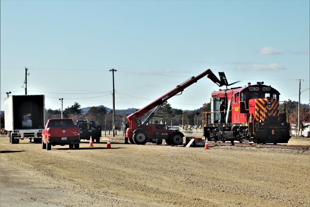 Maintenance personnel repair Fort McCoy locomotive, return it to service in time for rail offload