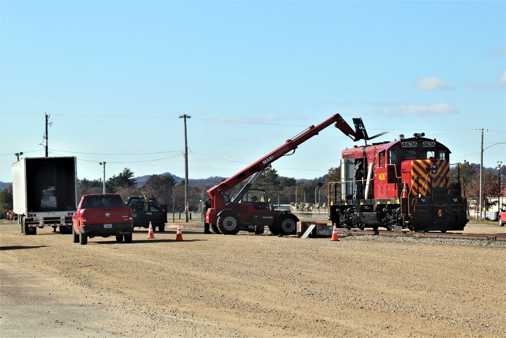 Maintenance personnel repair Fort McCoy locomotive, return it to service in time for rail offload